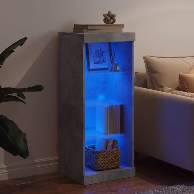 Berkfield Home Sideboard with Integrated LED Lights in Concrete Grey, W: 41 cm, D: 37 cm, H: 100 cm