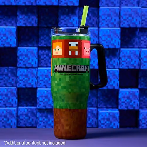 Minecraft Insulated Travel Mug with Straw and Handle, 940ml, Multicolour – 2