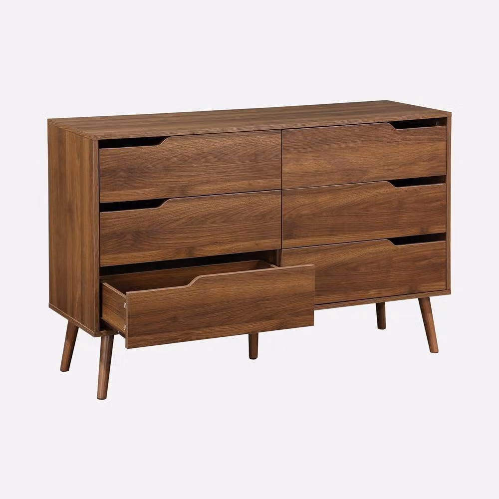 Sweek 6-Drawer Freestanding Chest in Dark Brown Wood Effect, W/D/H: 120 x 40 x 80 cm – 2
