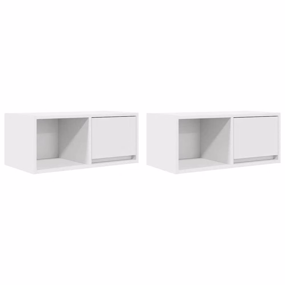Berkfield Home Set of 2 White Engineered Wood TV Cabinets, W: 60 cm, D: 31 cm, H: 25.5 cm – 2