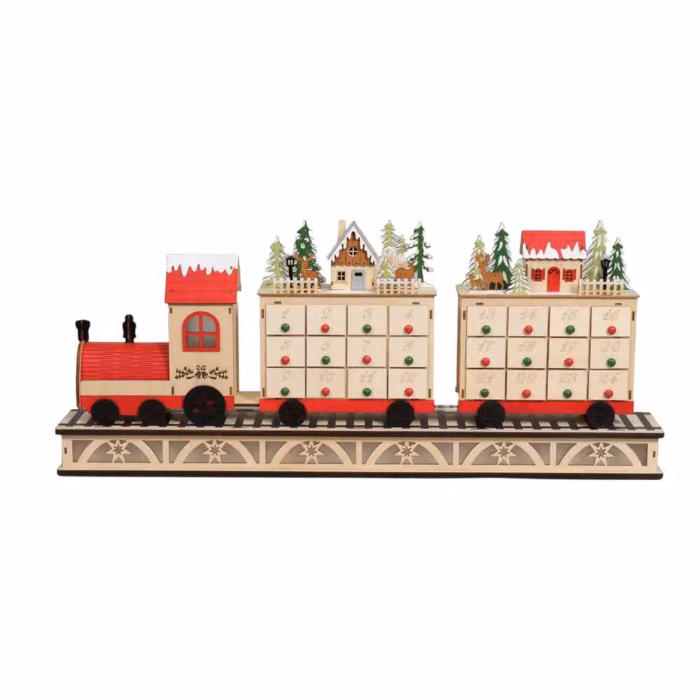 Garden Greatness LED Train Village Advent Calendar in Brown and Multicolour – 3