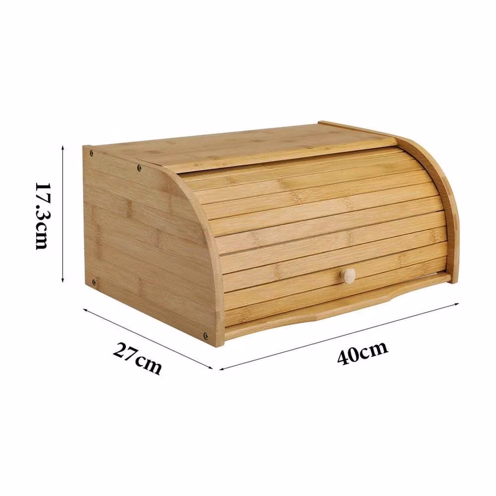 KORVIXA Bamboo Bread Bin with Roll Top Lid in Brown – 2