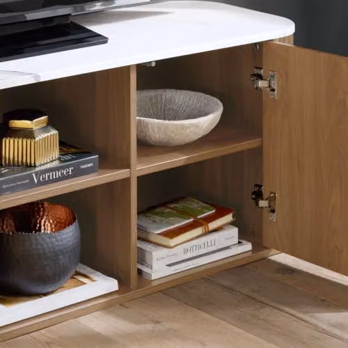 Birlea Russo Modern Oak Wood TV Unit in White or Brown, W/D/H: 140 x 40 x 48 cm – 3