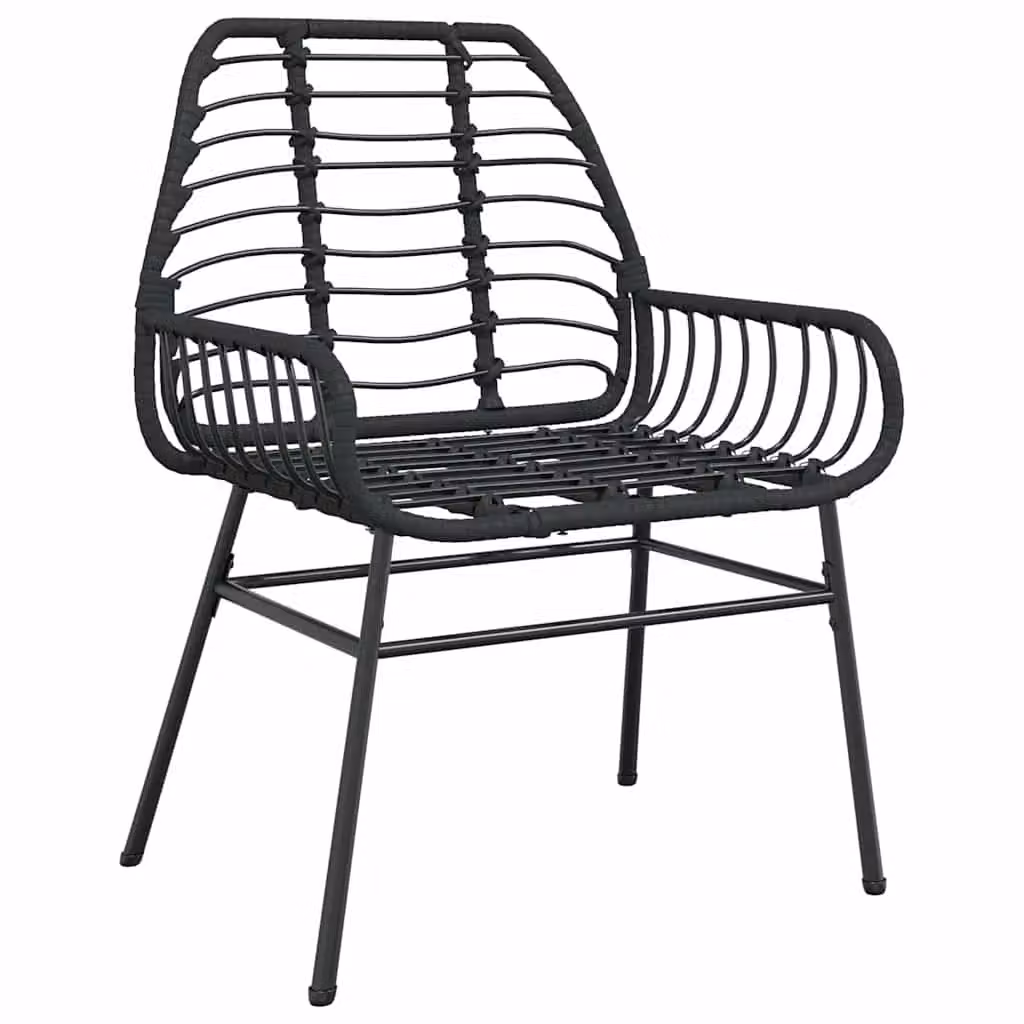 Berkfield Home 5 Piece Black Poly Rattan Garden Dining Set with Glass Top – 3