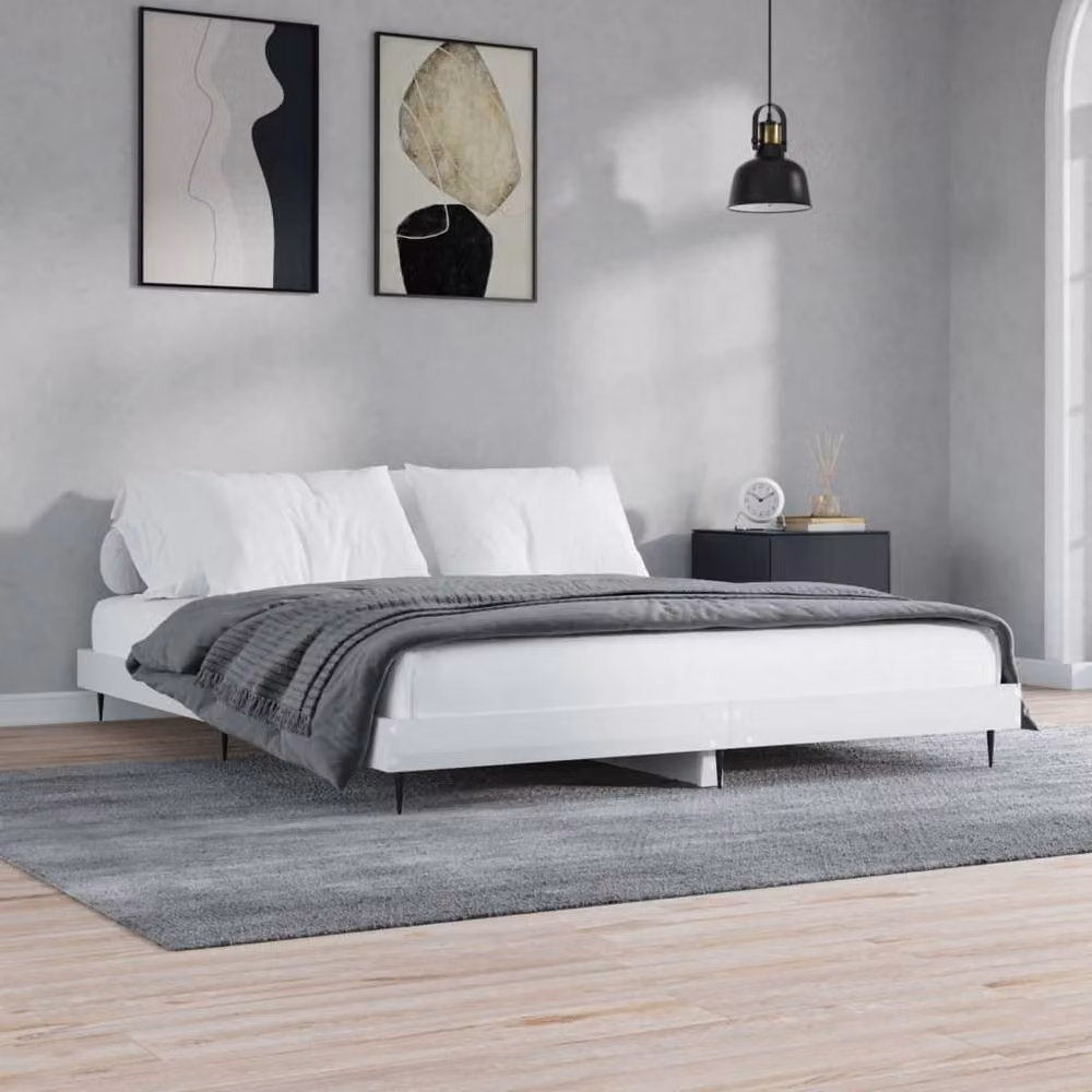 Berkfield Home Durable Small Double Bed Frame in High Gloss White, W/D/H: 120 x 200 cm – 2