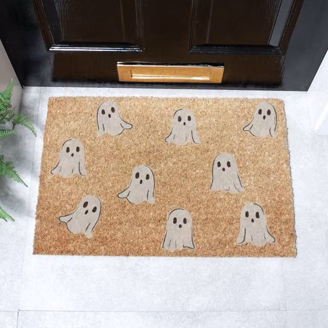 Artsy Mats Ghost Pattern Coir Doormat in Brown, W: 60 cm, D: 40 cm – 1