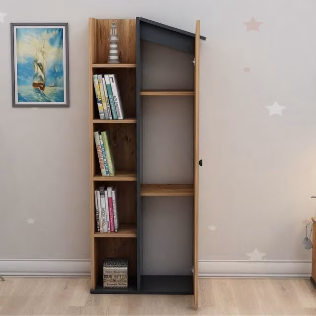 Destina Home Valerin Bookcase with Storage in Atlantic Pine and Anthracite