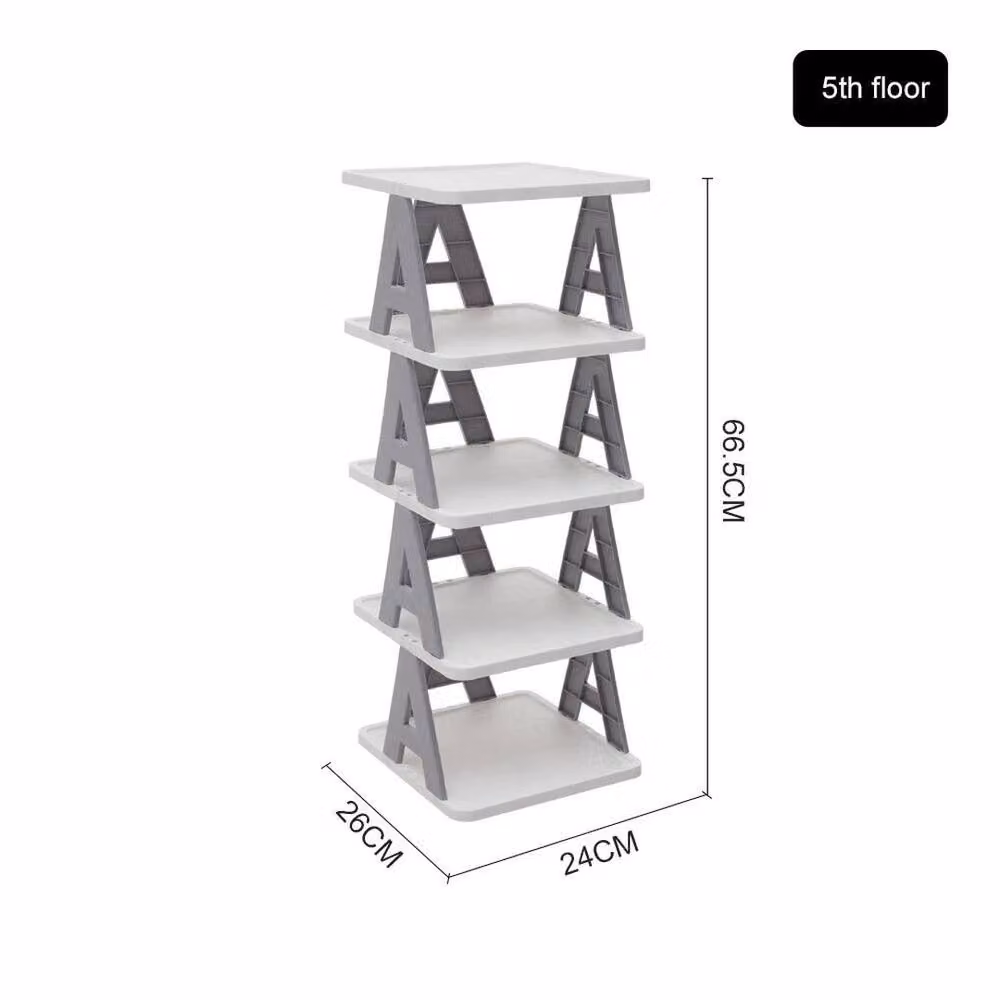 EONLION 5 Tier Small Stackable Shoe Rack in Grey, W/D/H: 24 x 26 x 66.5 cm – 2