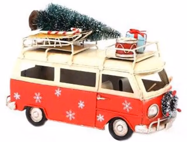 KDMK Vintage Red Metal Christmas Campervan Hanging Decoration