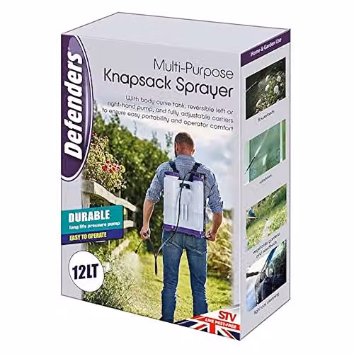 Defenders Multi-Purpose Manual Pressure Sprayer Knapsack Backpack, 12L, Multicolour and White – 1