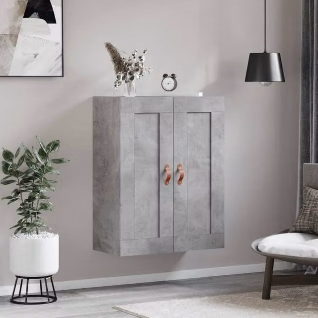 Berkfield Home Wall Mounted Cabinet in Concrete Grey, W/D/H: 69.5 x 34 x 90 cm – 1