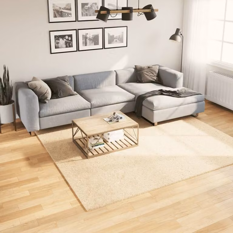 Berkfield Home HUARTE Short Pile Washable Rug in Beige, 240 x 240 cm