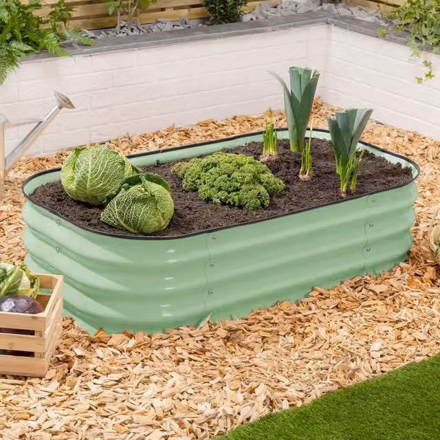 Christow Rectangle Raised Garden Bed in Green, W/D/H: 120 x 60 x 30 cm