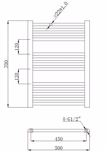 nuie MTY103 Modern Vertical Heated Ladder Towel Rail in Anthracite, W/H: 50 x 70 cm – 2
