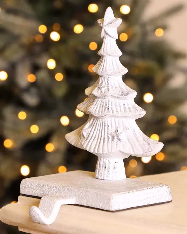 Dibor Set of 2 White Cast Iron Decorative Christmas Stocking Holders – 3