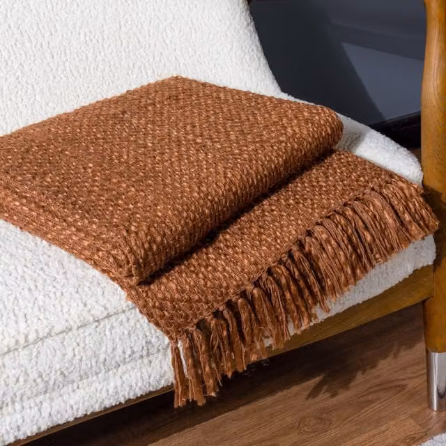HOEM Morni Woven Fringed Throw in Brown, W/D/H: 130 x 180 cm – 3