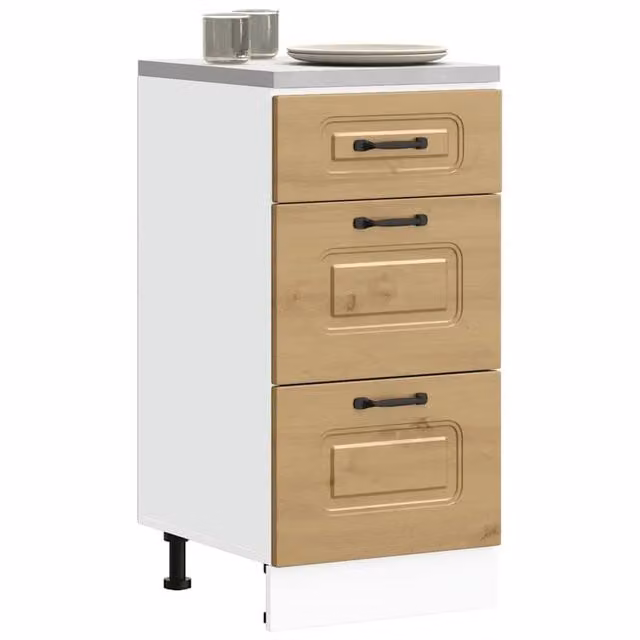 Berkfield Home Kalmar Artisan Oak Kitchen Base Cabinet in Brown and Multicolour