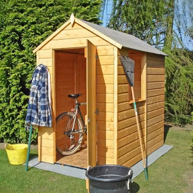 Shires Shetland Single Door Tongue and Groove Garden Shed Workshop in Brown W/D/H: 182.8 x 119.7 x 190.7 cm