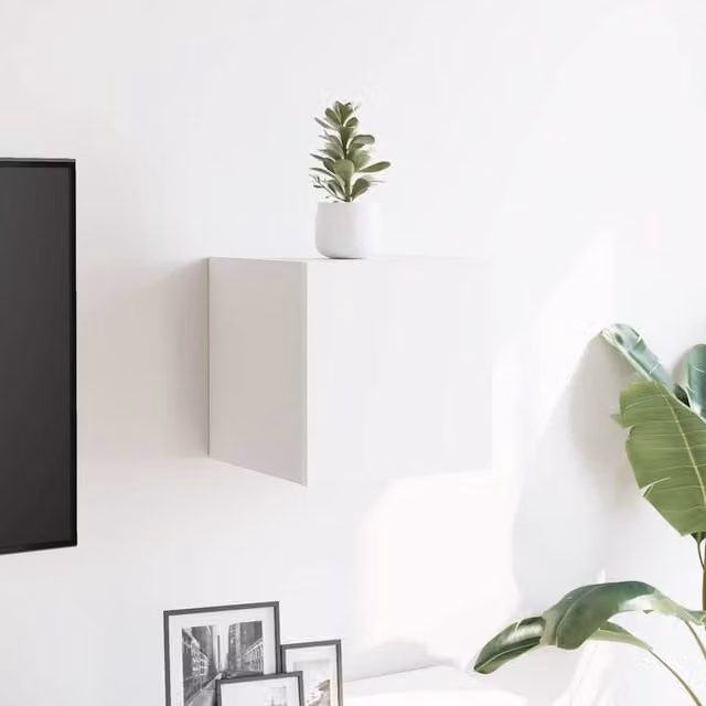 Berkfield Home Wall Mounted TV Cabinet in White, W/D/H: 30.5 x 30.0 x 30.0 cm