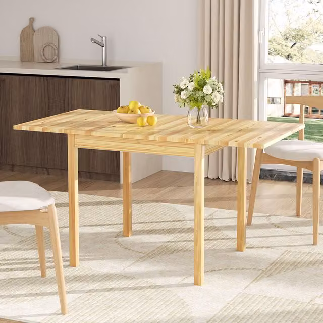 Komore Brown Wooden Drop Leaf Extendable Rectangular Dining Table