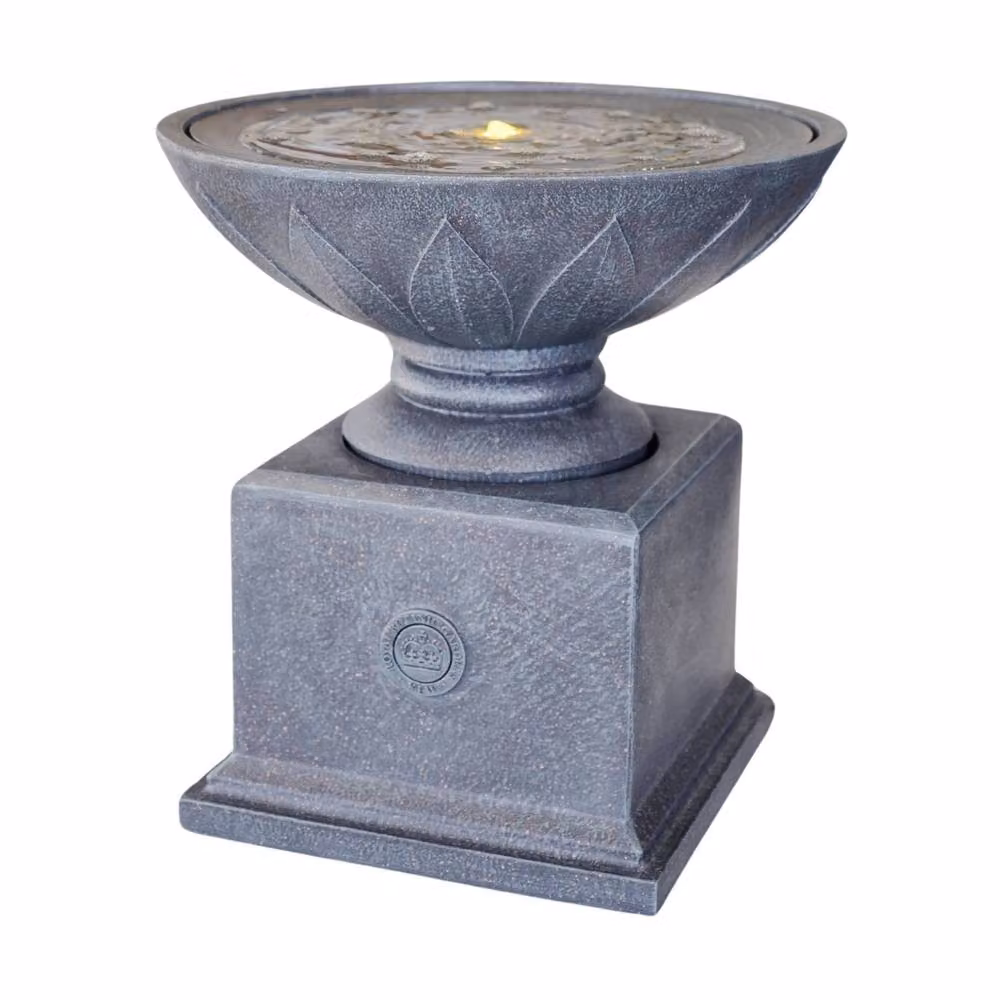 Ivyline Kew Bowl and Plinth Cascade Water Feature in Grey – 2