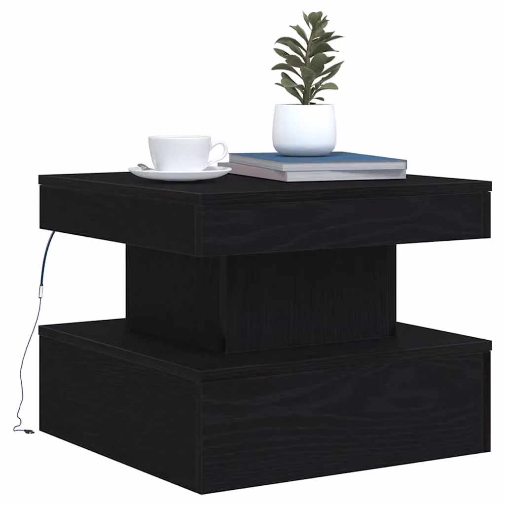 Berkfield Home Modern Square Coffee Table with LED Lights in Black Oak, W/D/H: 50 x 50 x 40 cm – 6