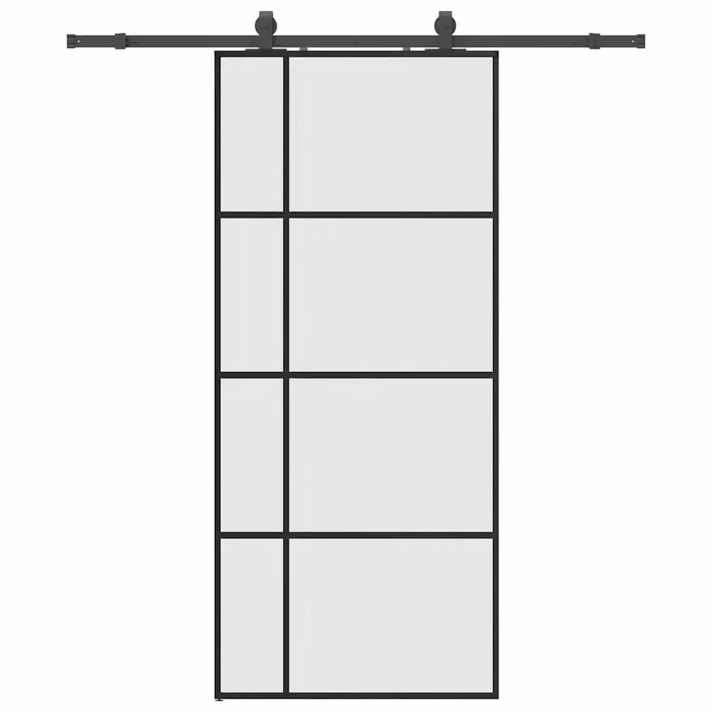 Berkfield Home Modern Sliding Glass Door with Hardware Set in Black, W: 90 cm, H: 205 cm – 2