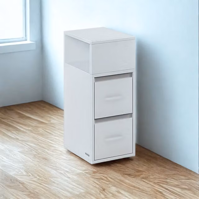Pirlo Plush White Minimalist Bedside Table