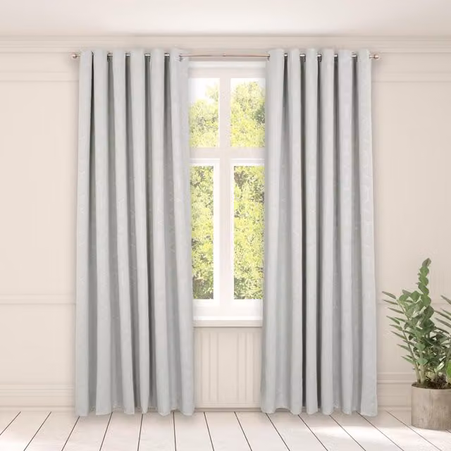 OHS Silver Geo Embossed Eyelet Blackout Curtains, W: 137 cm, H: 167 cm