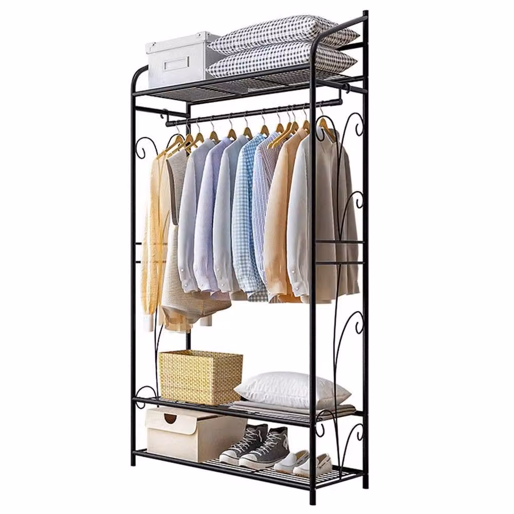 KORVIXA Matt Black Metal Clothes Rail, Width: 90 cm – 4