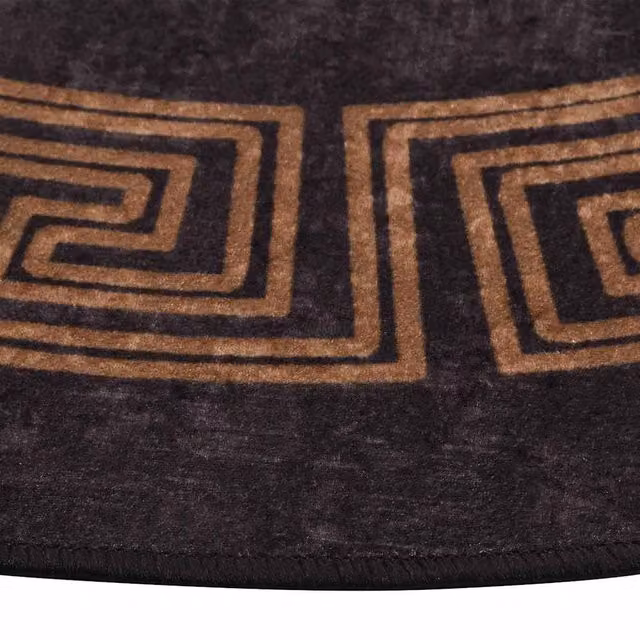 Berkfield Home Washable Round Geometric Art Deco Rug in Black and Gold, Diameter: 100 cm