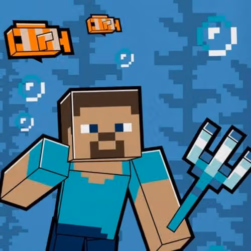 Dreamtex Minecraft Trident Printed Beach Towel in Blue and Multicolour, W/H: 70 x 140 cm – 4