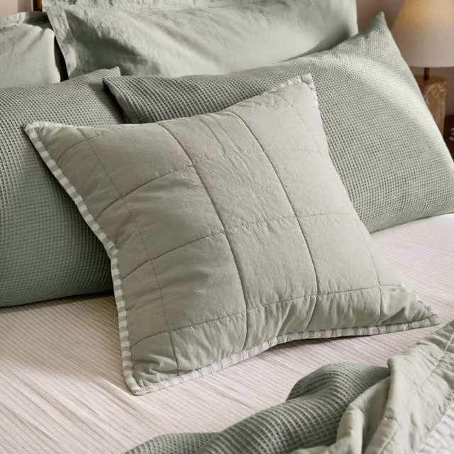 Yard Hebden Striped Cotton Square Cushion in Green, W/D/H: 55 x 55 x 55 cm – 1