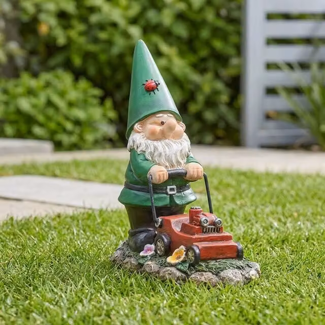 Garden Greatness Wilf Mowing Fun Multicolour Plastic Tabletop Garden Ornament