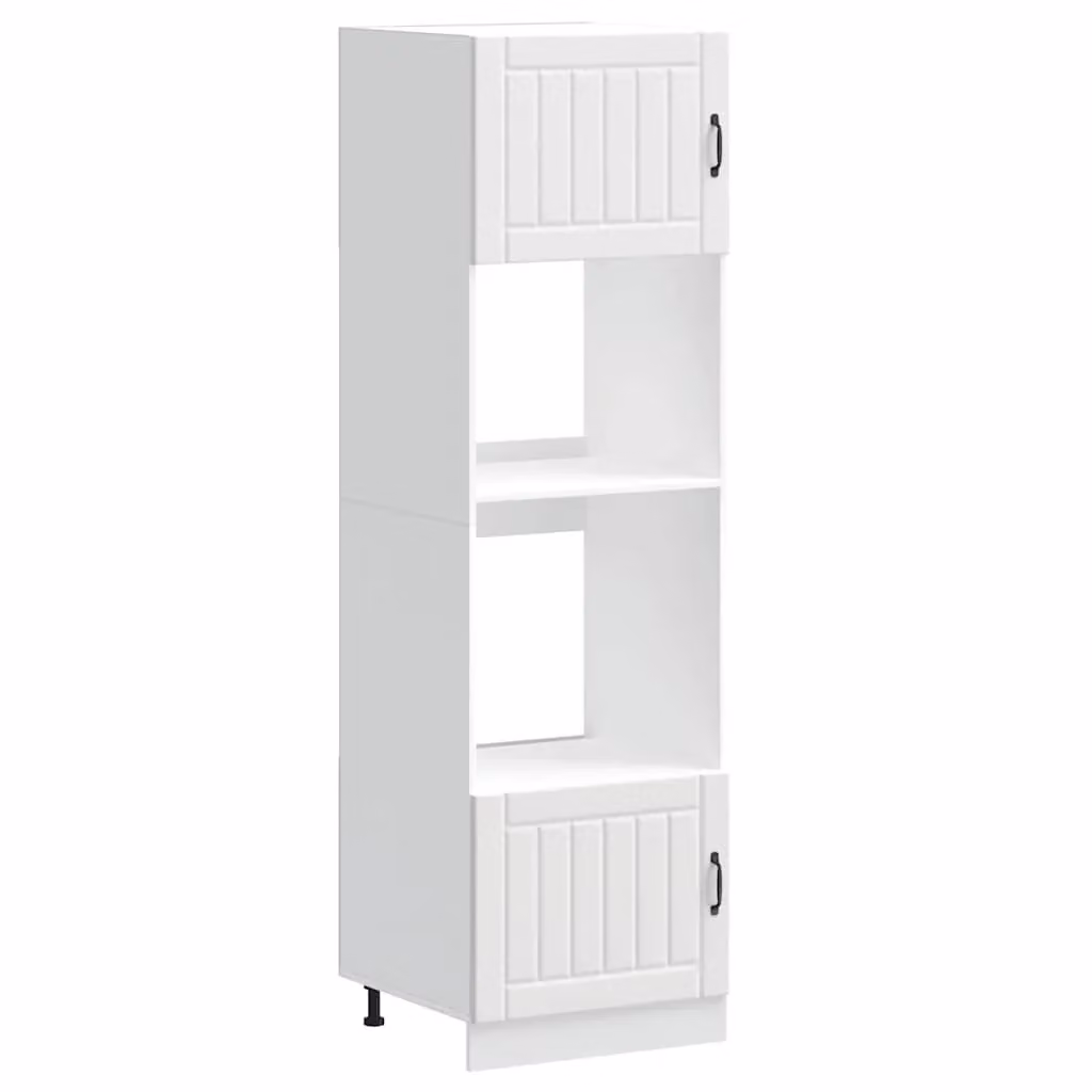 Berkfield Home Kalmar Set of 2 White Matt Freestanding Oven Appliance Housing Units with Hinged Doors and Internal Shelves