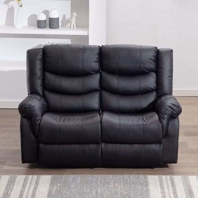 More4Homes Seattle 2 Seater Manual High Back Recliner Sofa in Black Bonded Leather