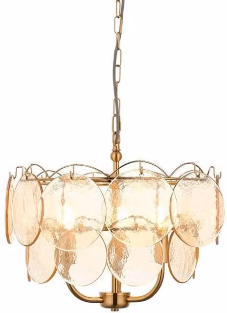 Netlighting Thistle Pendant Light in Gold and Brass with Handmade Champagne Glass and 3 x 7W E14 LED Bulbs – 1