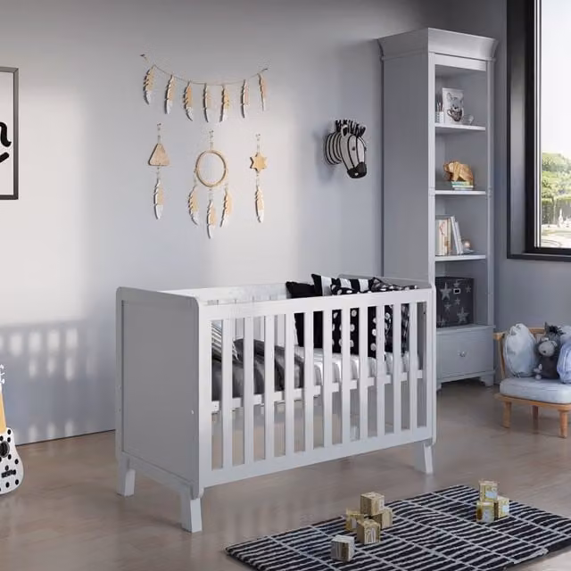 Love For Sleep Francis Cot Bed in White Solid Wood, 60 x 120 cm