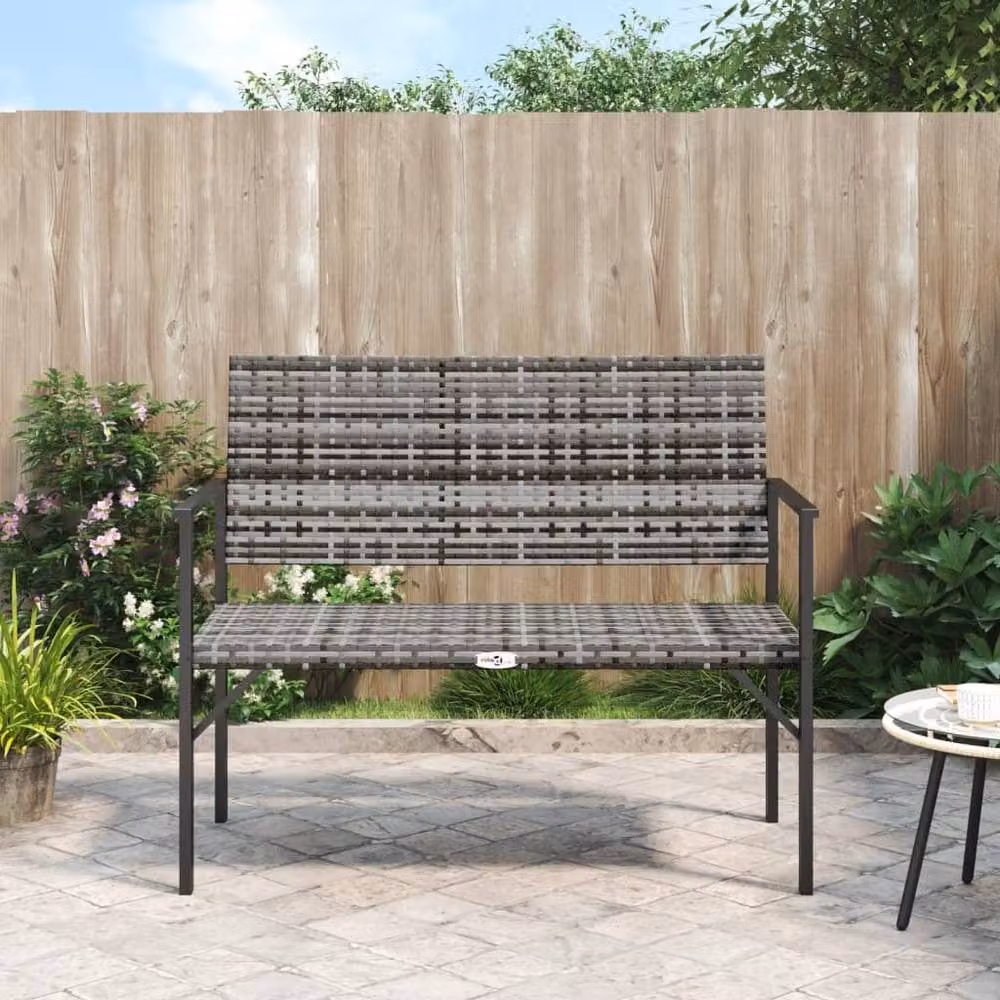Berkfield Home Beautiful 2-Seater Garden Bench in Grey Poly Rattan and Metal, W/D/H: 109 x 62 x 88 cm – 2