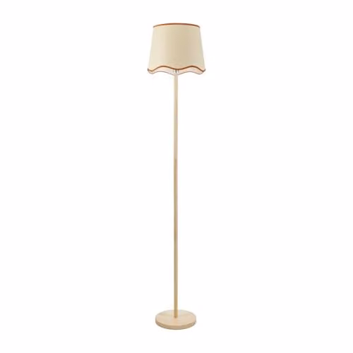 ValueLights Tripod Floor Lamp with Wood Legs and Fabric Scallop Shade in Black, White or Beige, H: 182 cm