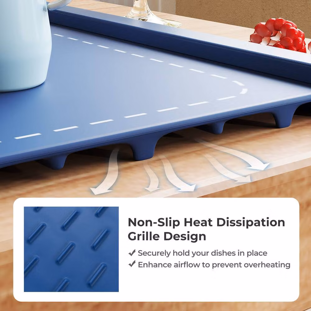 Costway Rollable and Portable Electric Silicone Food Warming Mat in Blue with Timer and Auto Shut-off – 8