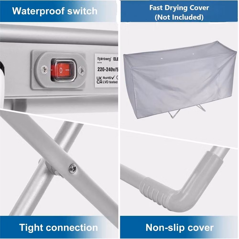 Nordara Electric Heated Clothes Airer Foldable Indoor Drying Rack in Silver – 2