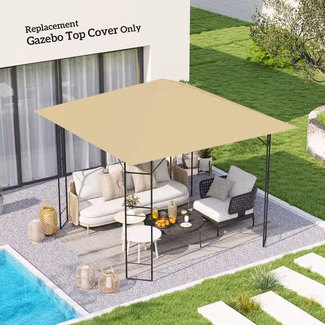 Outsunny Beige Polyester Gazebo Canopy Replacement Cover with UPF 30 Protection, W x D: 3 x 3 m