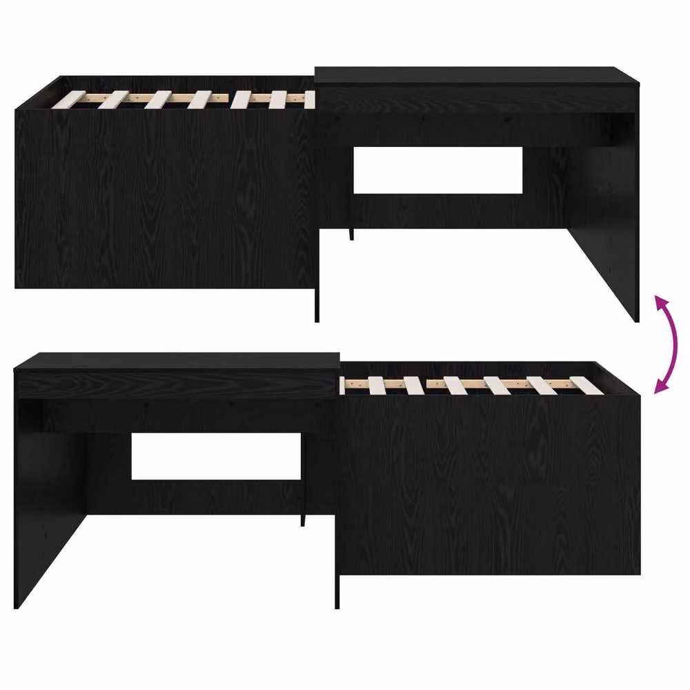 Berkfield Home Kids High Bed Frame with Desk in Black, W/D/H: 90 x 200 cm – 6