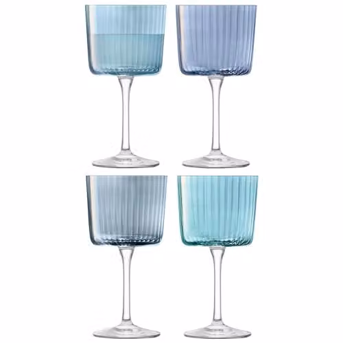 LSA International Blue Striped Glass Wine Glass Set, 0.75 l