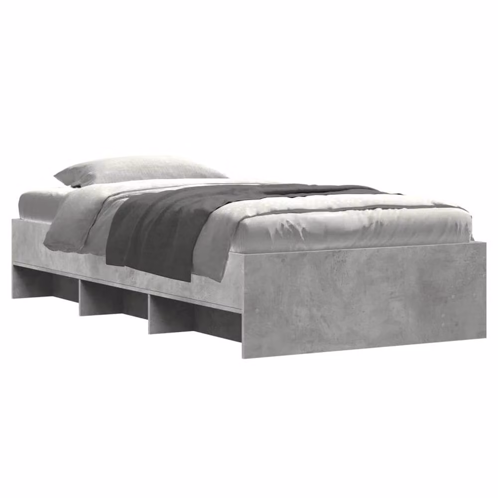 Berkfield Home Engineered Wood Bed Frame in Concrete Grey, W/D/H: 90 x 190 cm – 3