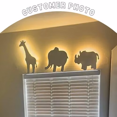 Marco Paul Interiors Elephant Safari Nursery LED Wall Night Light, White – 6