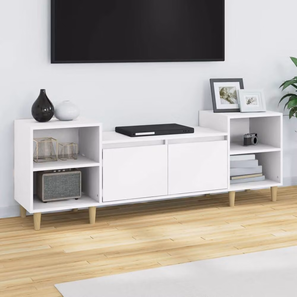 Berkfield Home Modern White TV Cabinet in Matt MDF, W/D/H: 160 x 35 x 55 cm – 2