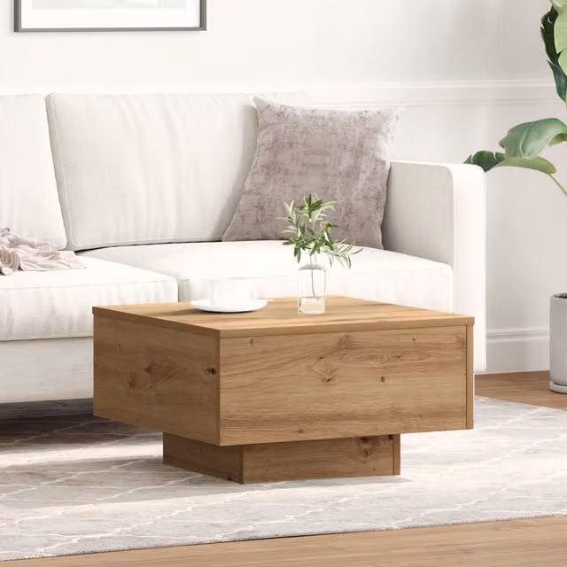 Berkfield Home Artisan Oak Solid Wood Couch Table, Brown, W/D/H: 55 x 55 x 31 cm – 1