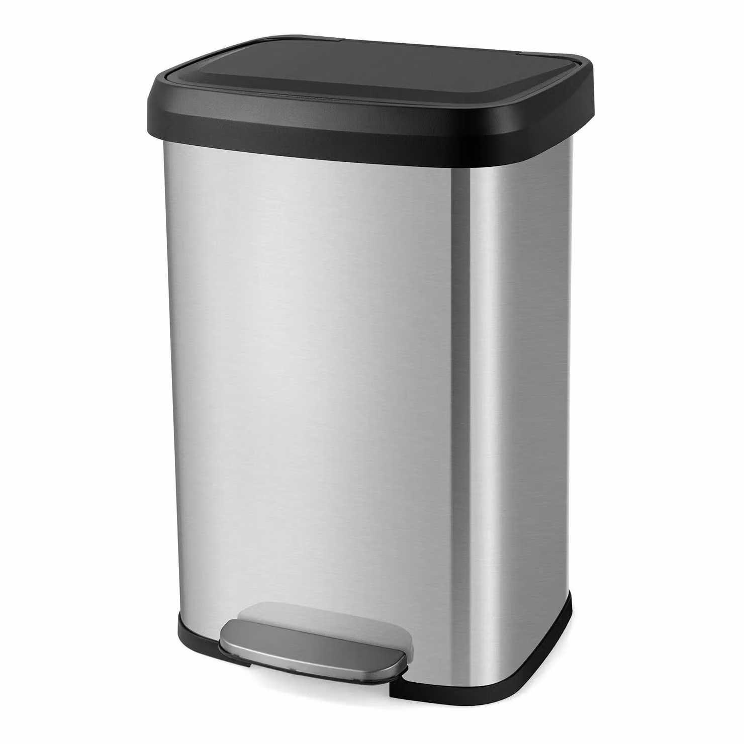 Costway 50L Stainless Steel Rectangular Step Trash Bin with Pedal in Silver – 3